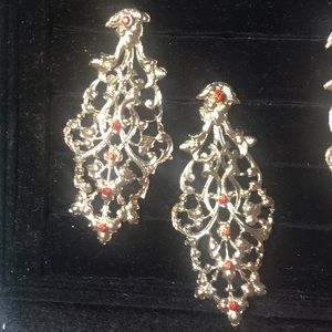 Earrings. Red crystals Made in India. NWOT